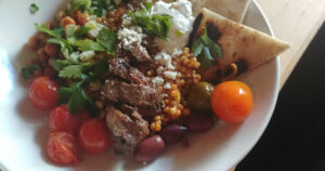 Souvlaki Couscous Bowl at Mythos Restaurant, Islands of Adventure