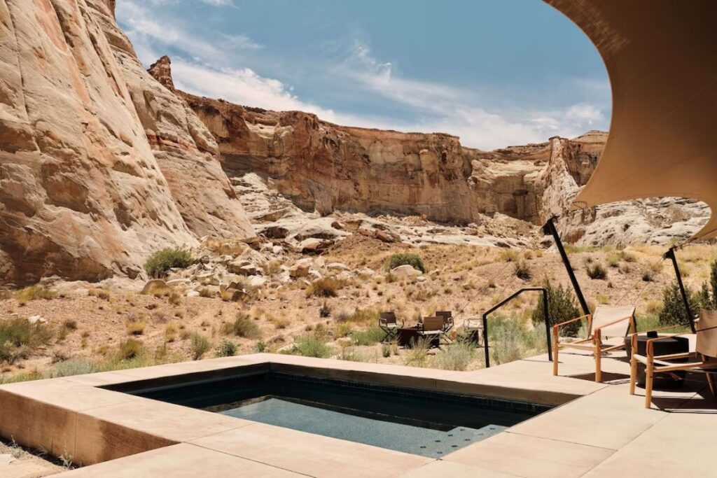 Amangiri luxury resort surrounded by Utah desert cliffs