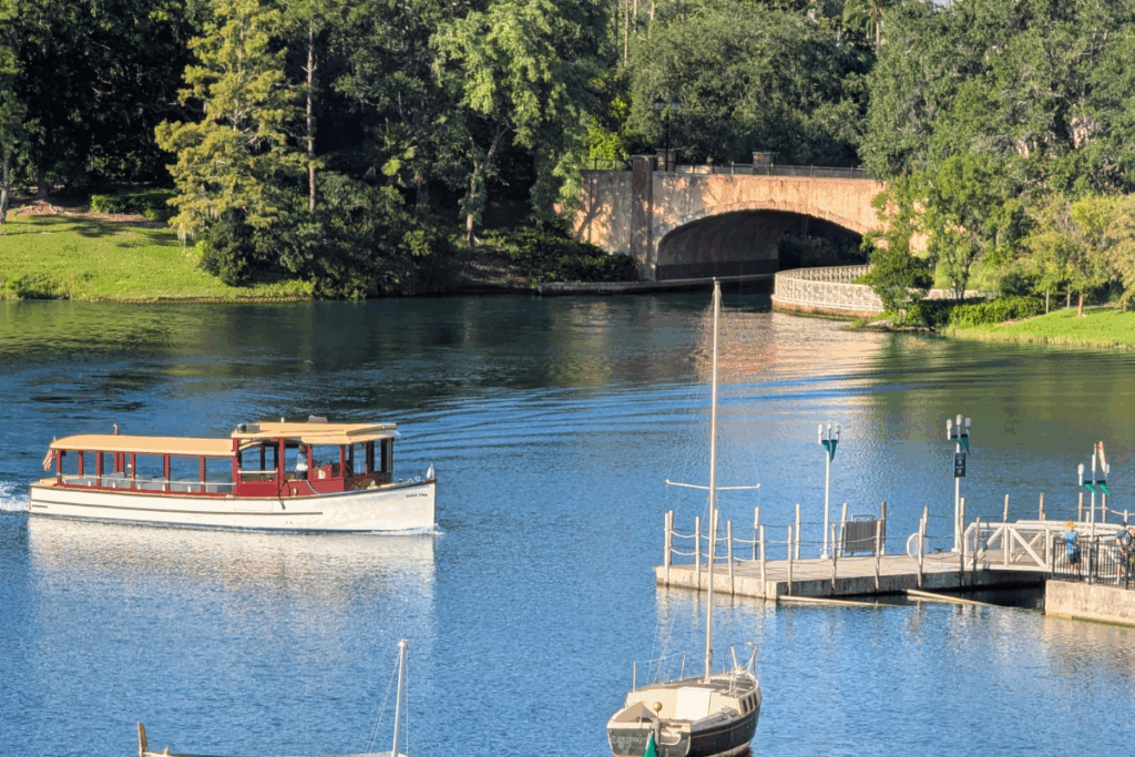 Boats in water with an archway 